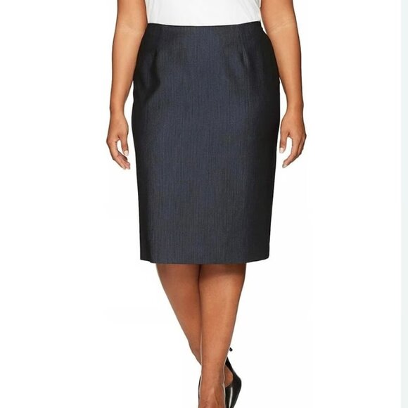 New w/Tags - sz 12 - Anne Klein Tailored Skirt w/Kick Pleat, Indigo, Nordstrom - Picture 5 of 11